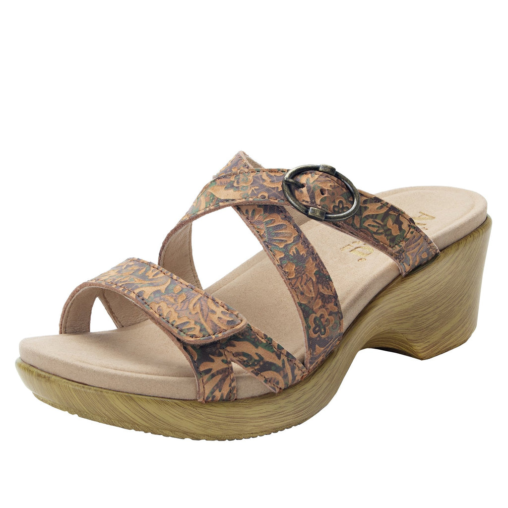 Roux Country Road strappy slip on sandal on comfort wedge outsole - ALG-ROU-166_S1