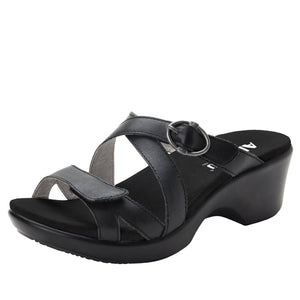 Roux Black Sandal - Alegria Shoes