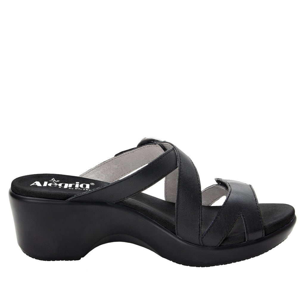 Roux Black strappy slip on sandal on comfort wedge outsole - ALG-ROU-601_S3
