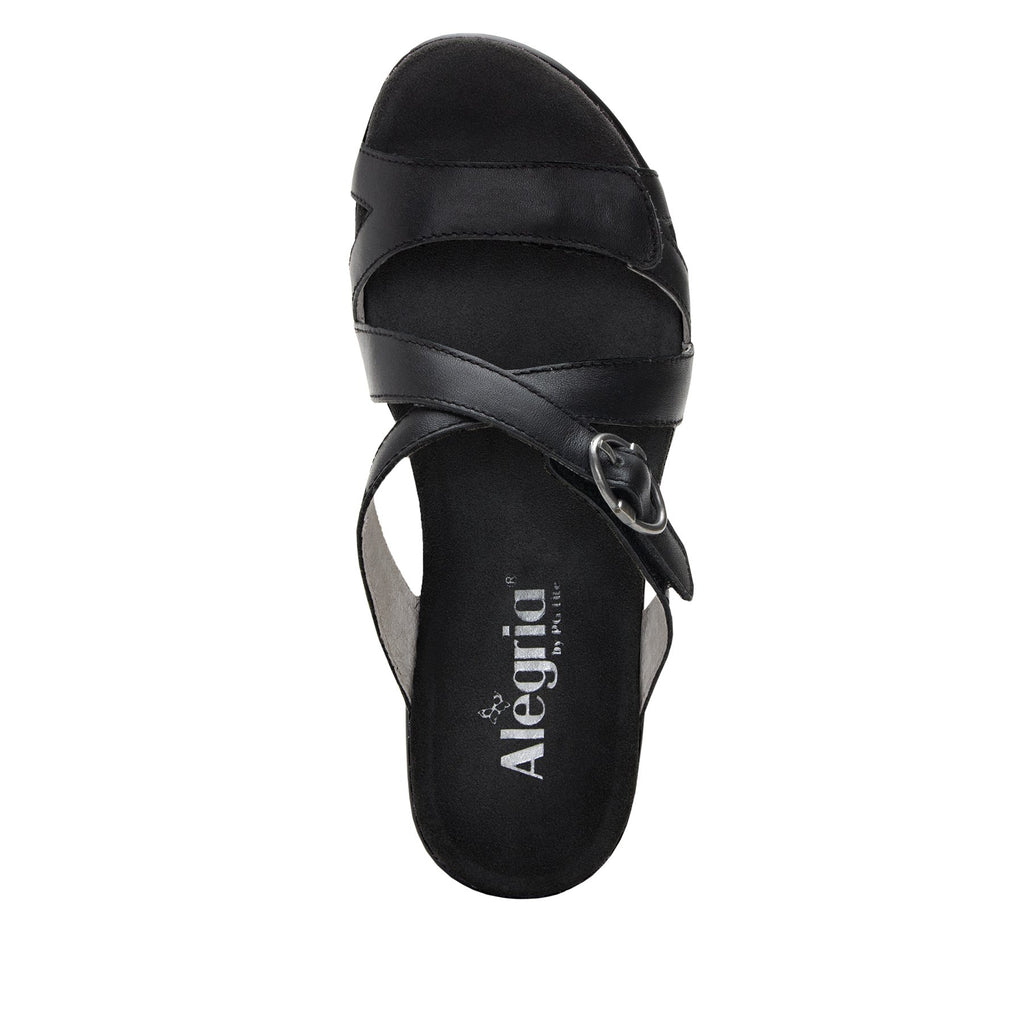 Roux Black strappy slip on sandal on comfort wedge outsole - ALG-ROU-601_S5