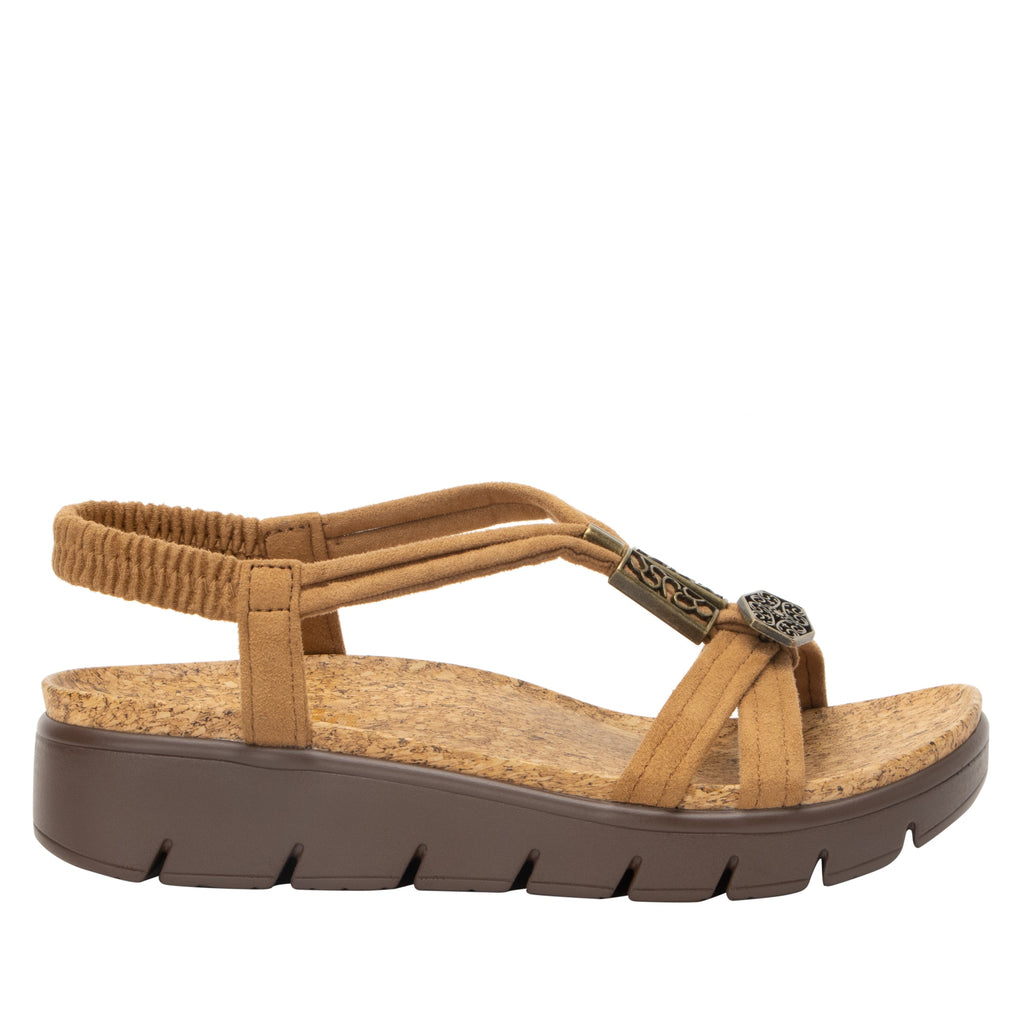 Roz Casual Sand t-strap sandal with vegan uppers and decorative hardware - ROZ-7430_S3