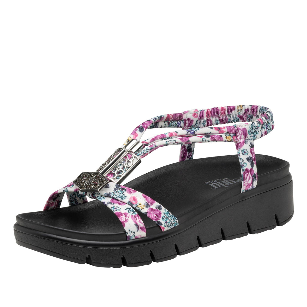 Roz Lovely Fuchsia t-strap sandal with vegan uppers and decorative hardware - ROZ-7553_S1