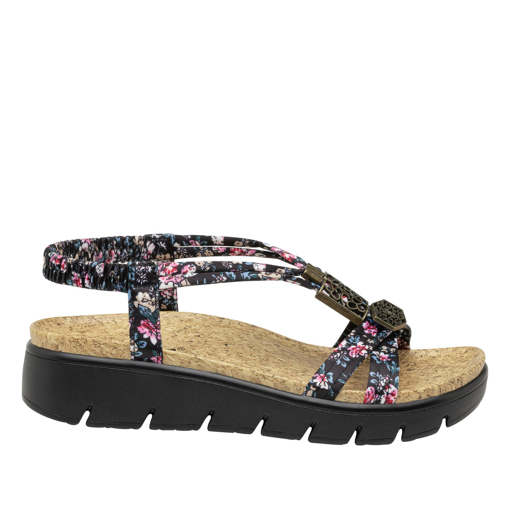 Roz Charm Black t-strap sandal with vegan uppers and decorative hardware - ROZ-7554_S3