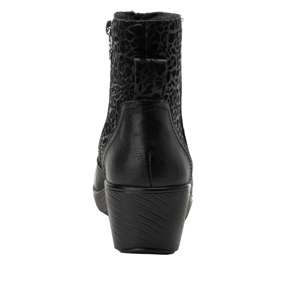 Scarlett Black Boot with a sherpa lining on a wood look wedge outsole - SCA-601_S4