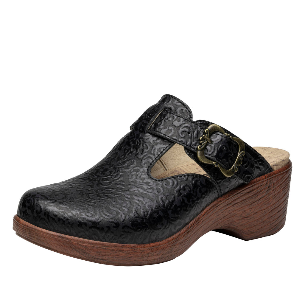 Selina Go For Baroque buckle clog on a wood look wedge outsole - SEL-7507_S1