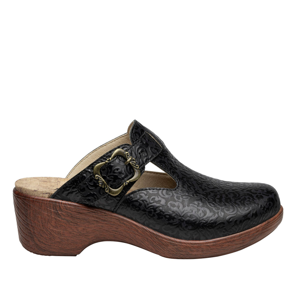 Selina Go For Baroque buckle clog on a wood look wedge outsole - SEL-7507_S3