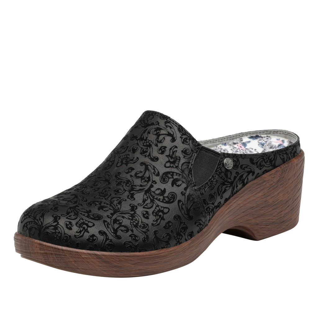 Serenity Ivalace clog on a wood look wedge outsole - SER-7515_S1