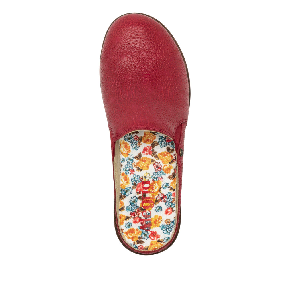 Serenity Roman Candle Coral clog on a wood look wedge outsole - SER-7530_S5