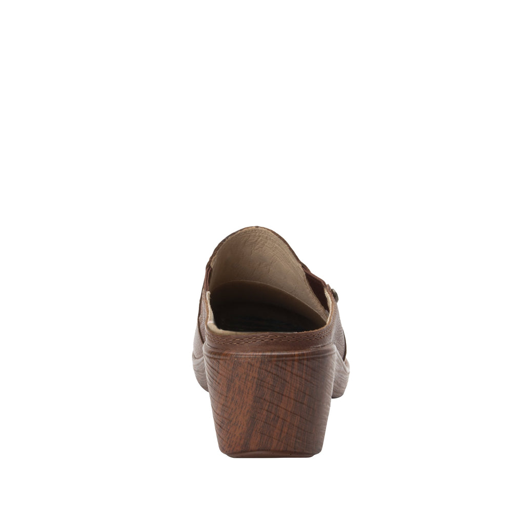 Serenity Aged Cognac clog on a wood look wedge outsole - SER-7739_S4