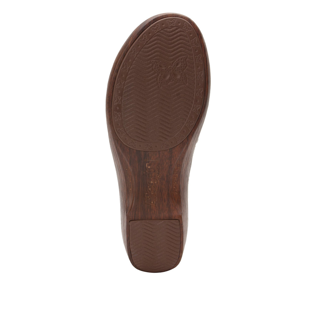 Serenity Aged Cognac clog on a wood look wedge outsole - SER-7739_S6