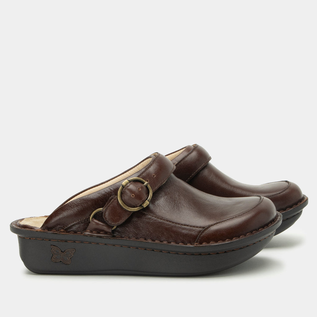 Seville Choco Luster Clog | Alegria Shoes
