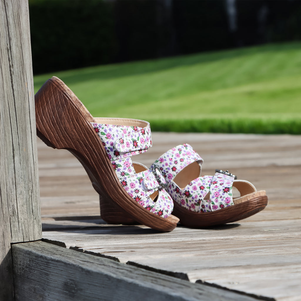 Sierra Precious two-strap adjustable hook and loop sandal on a wood look wedge outsole - SIE-7445_S1X