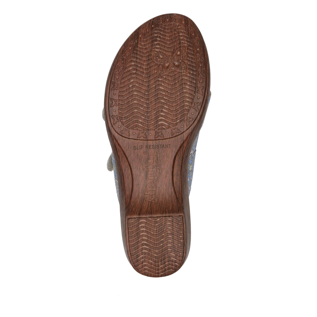 Sierra Smooth Jazz two-strap adjustable hook and loop sandal on a wood look wedge outsole - SIE-7514_S6