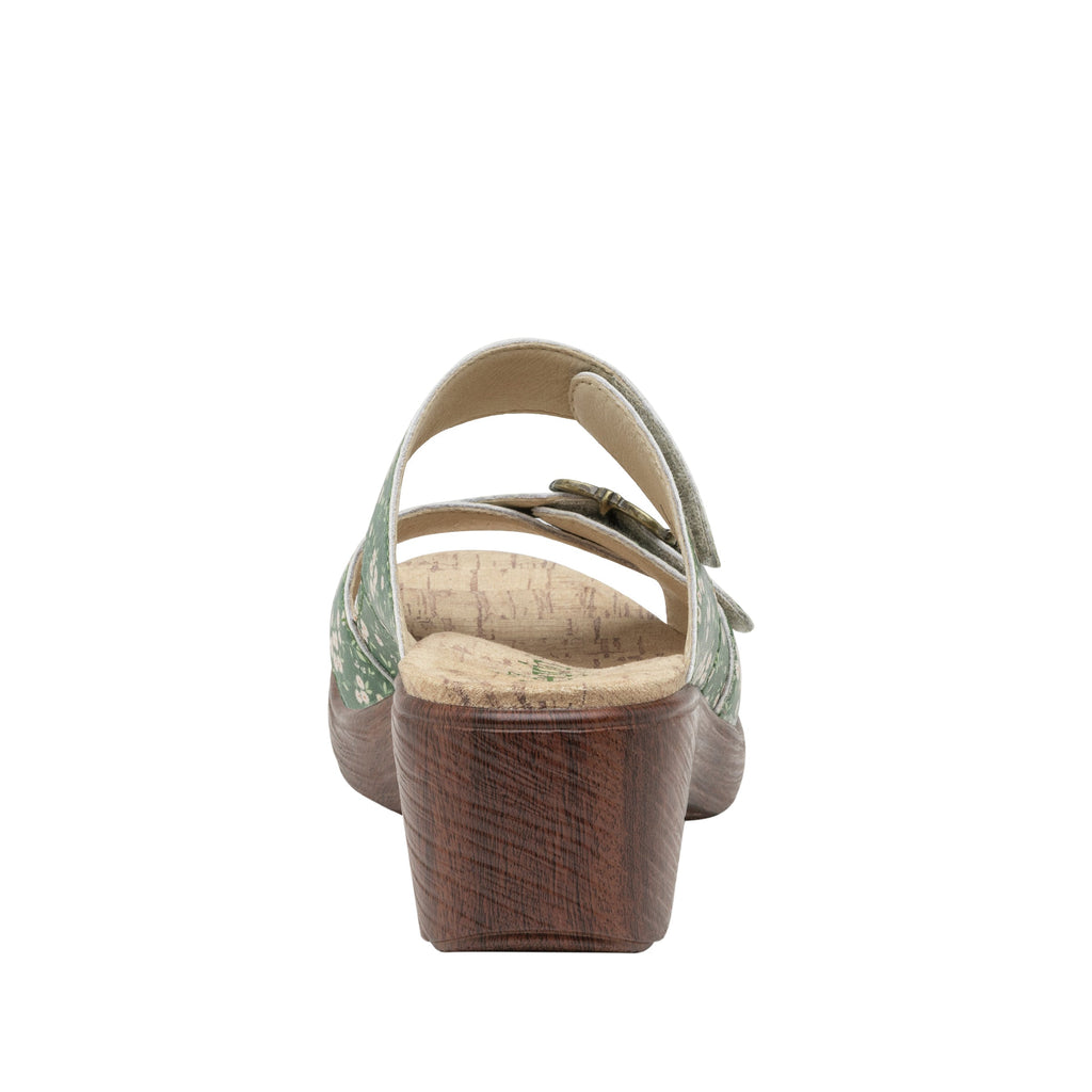 Sierra Green Acres two-strap adjustable hook and loop sandal on a wood look wedge outsole - SIE-7531_S4