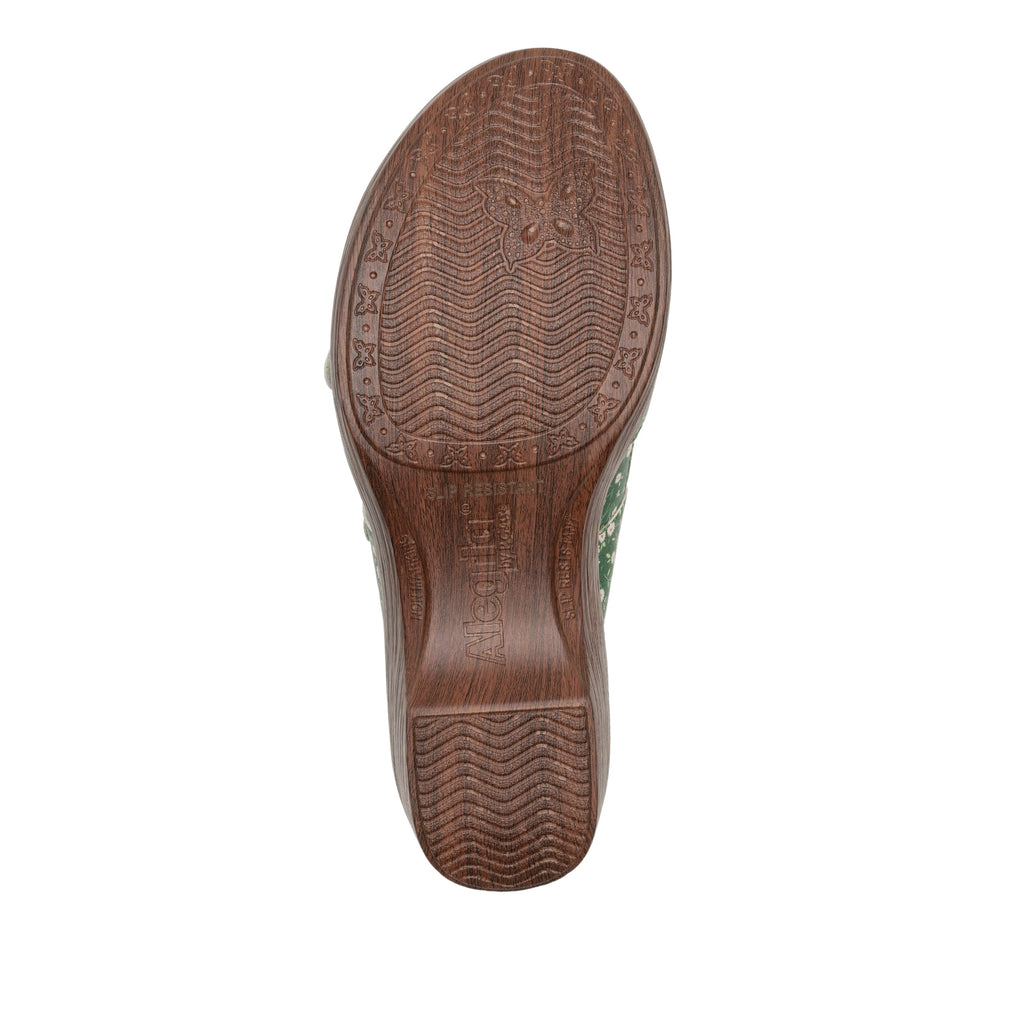 Sierra Green Acres two-strap adjustable hook and loop sandal on a wood look wedge outsole - SIE-7531_S6
