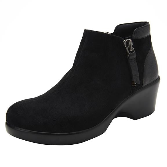 Sloan fashionable bootie on career fashion wedge in Black Suede with Dream Fit™ upper - SLO-7922_S1