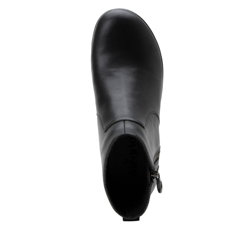 Serina Black Boot with an outside zipper on a wood look wedge outsole - SRI-601_S5