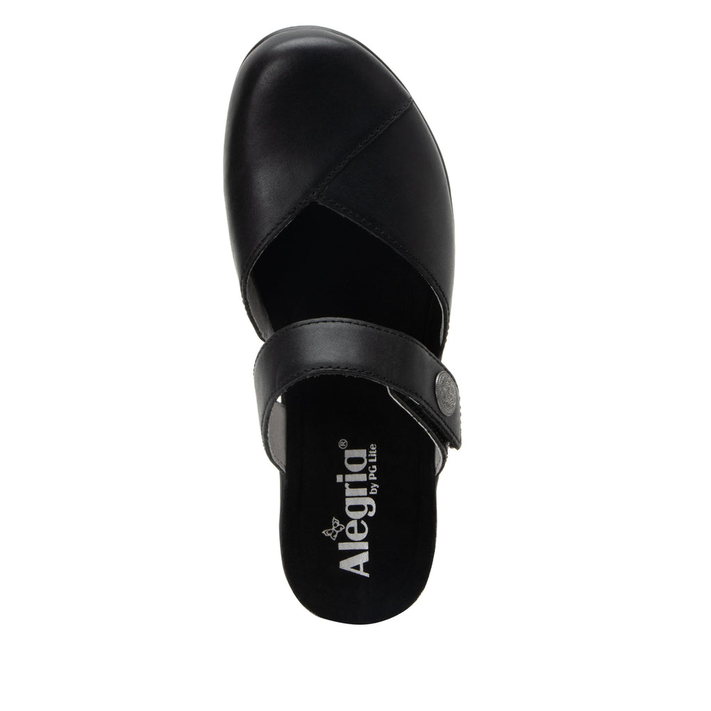 Sydni Coal clog with adjustable hook and loop closure on a wood look wedge outsole- SYD-7406_S5