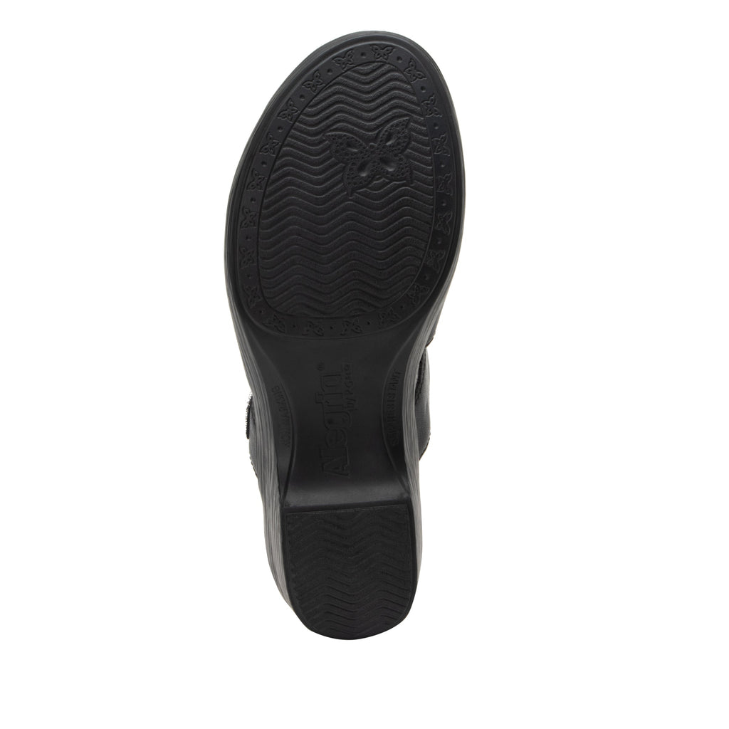Sydni Coal clog with adjustable hook and loop closure on a wood look wedge outsole- SYD-7406_S6