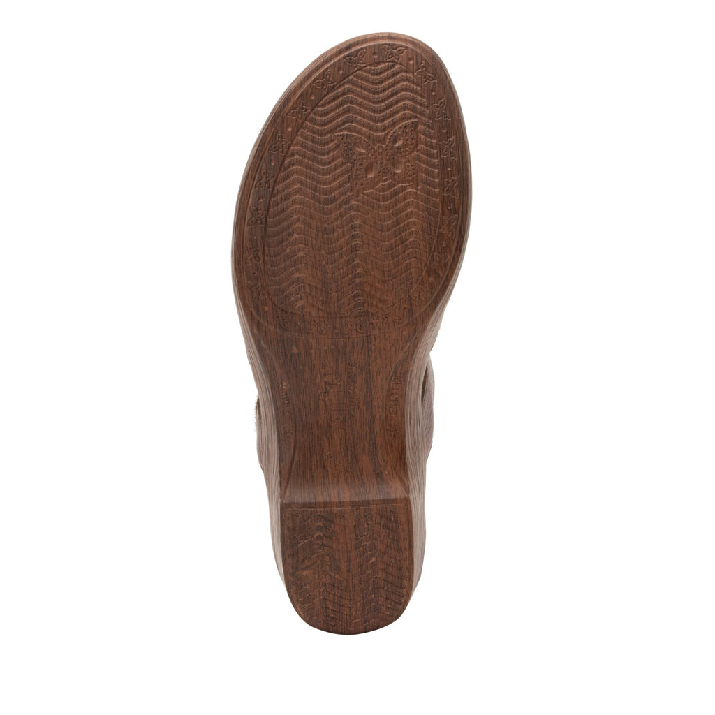 Sydni Clay clog with adjustable hook and loop closure on a wood look wedge outsole - SYD-7407_S6