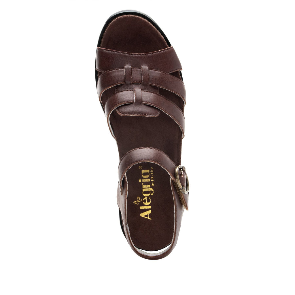 Tasia Mocha adjustable strap slide sandal with printed leather wrapped comfort block heel outsole- TAS-602_S5