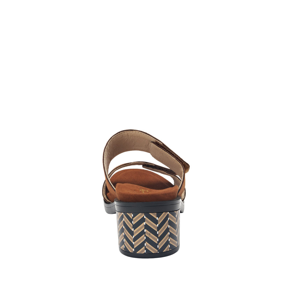 Tia Sienna adjustable strap slip on sandal with printed leather wrapped comfort block heel outsole- TIA-602_S4