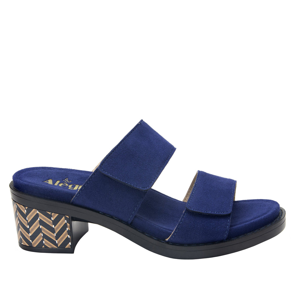 Tia Sapphire adjustable strap slip on sandal with printed leather wrapped comfort block heel outsole- TIA-603_S3
