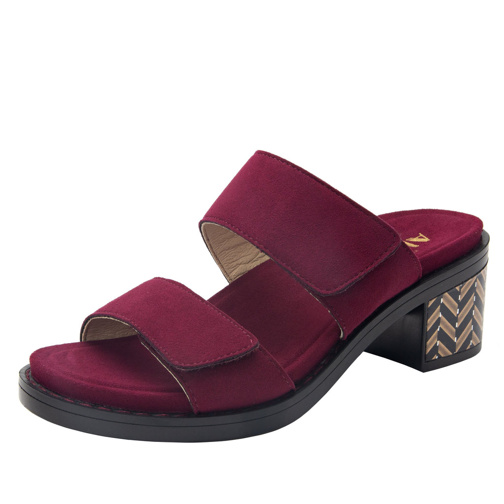 Tia Syrah adjustable strap slip on sandal with printed leather wrapped comfort block heel outsole- TIA-605_S1