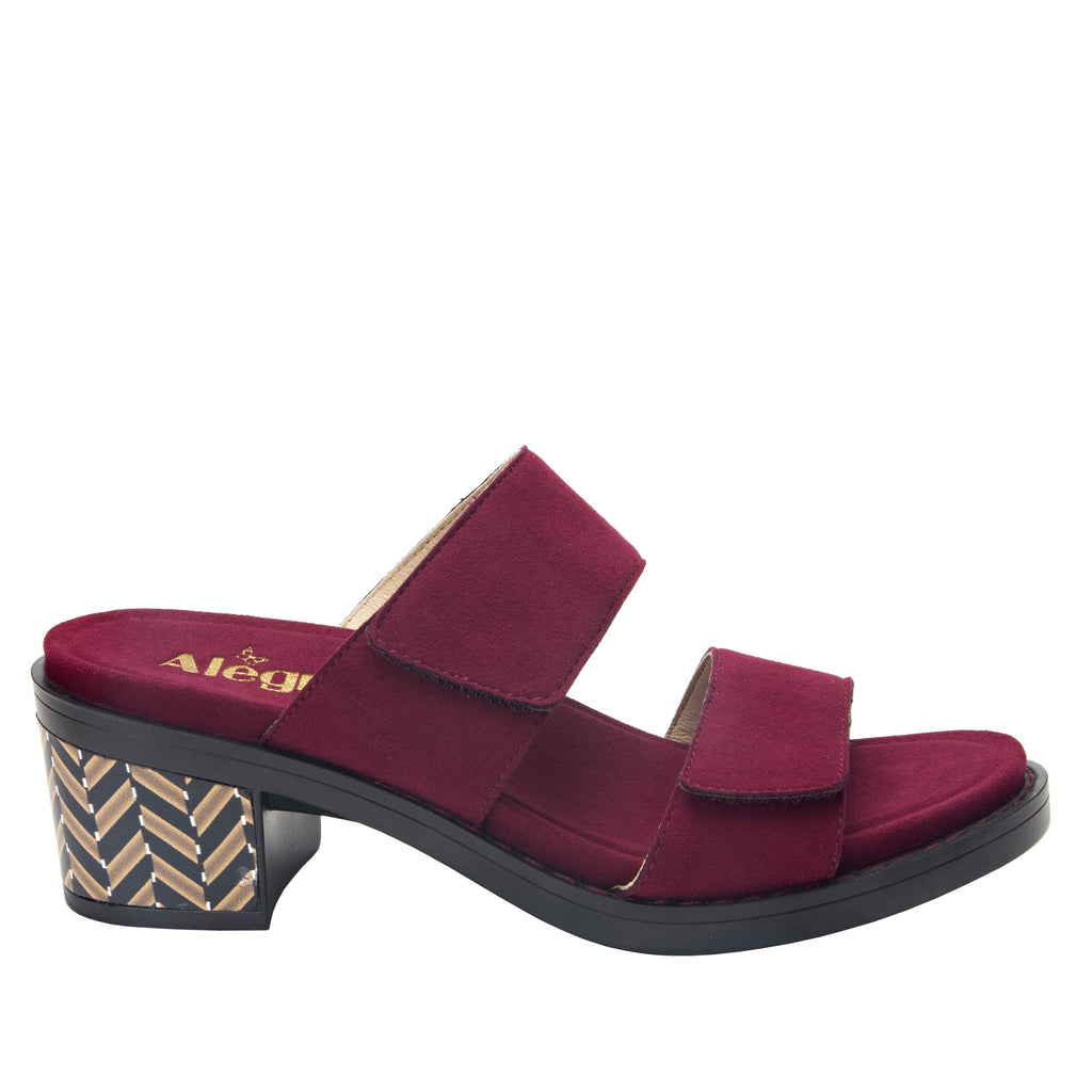Tia Syrah adjustable strap slip on sandal with printed leather wrapped comfort block heel outsole- TIA-605_S2