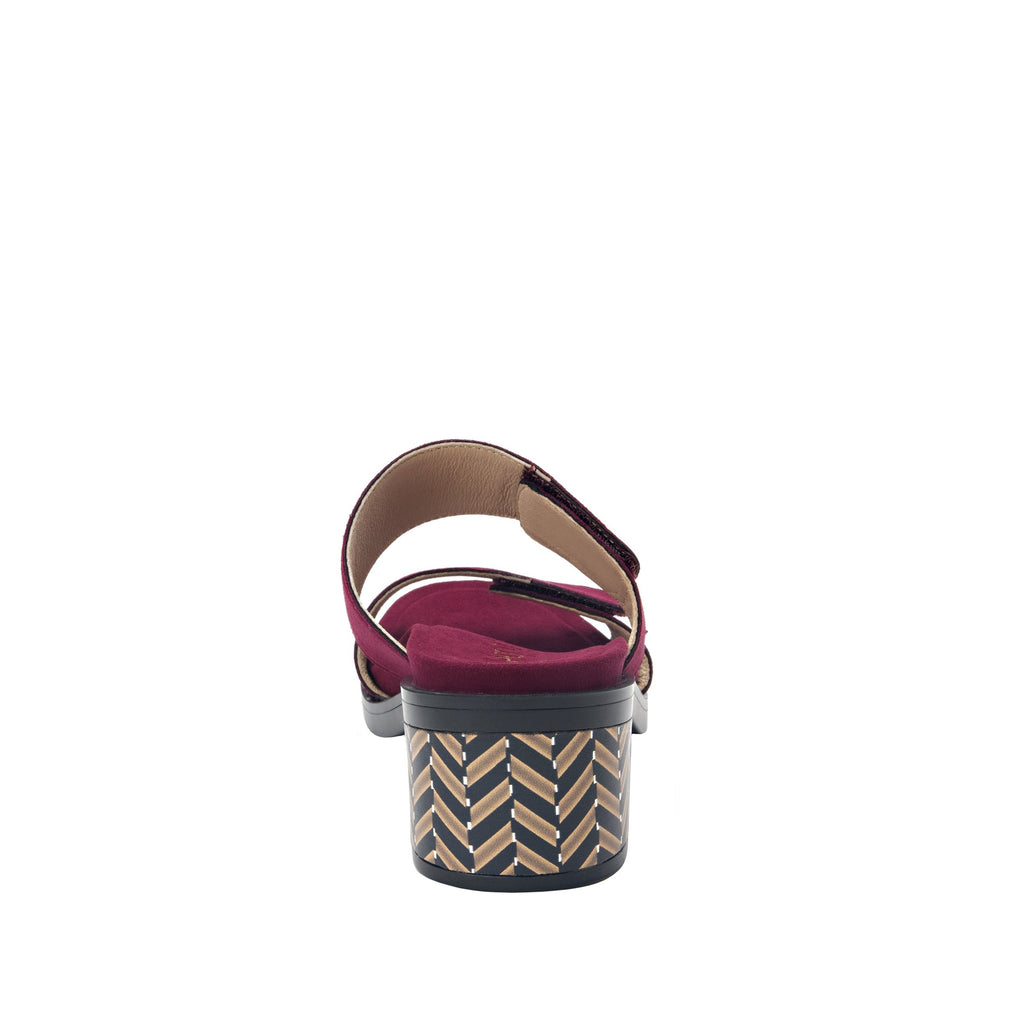 Tia Syrah adjustable strap slip on sandal with printed leather wrapped comfort block heel outsole- TIA-605_S3