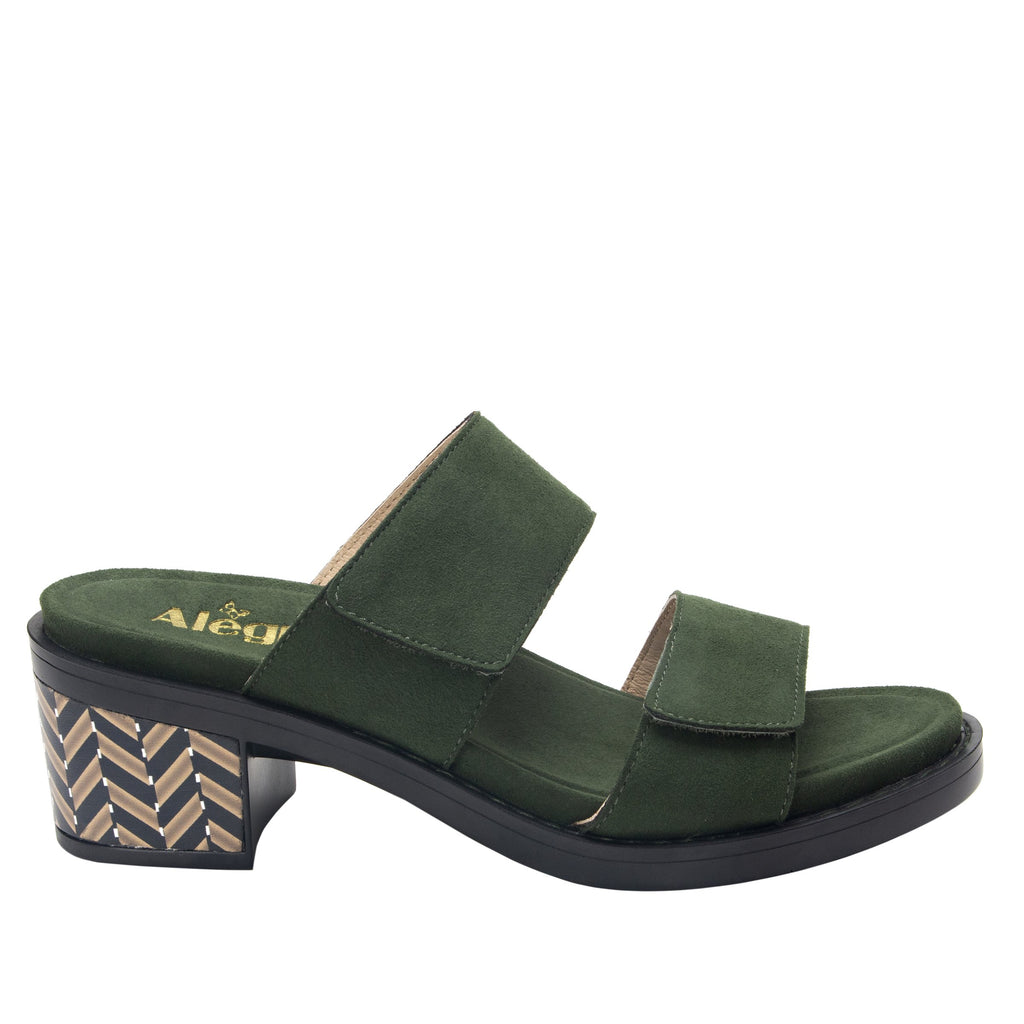 Tia Pine adjustable strap slip on sandal with printed leather wrapped comfort block heel outsole- TIA-606_S3