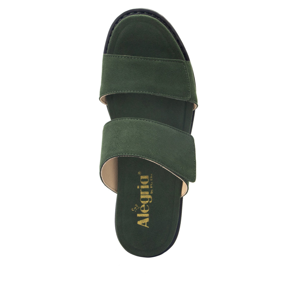 Tia Pine adjustable strap slip on sandal with printed leather wrapped comfort block heel outsole- TIA-606_S5