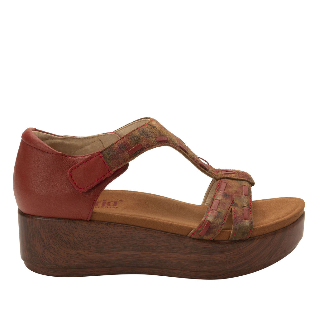 Tova Cognac & Roses comfort flatform wedge t-strap sandal, with exposed microsuede footbed - TOV-7764_S2