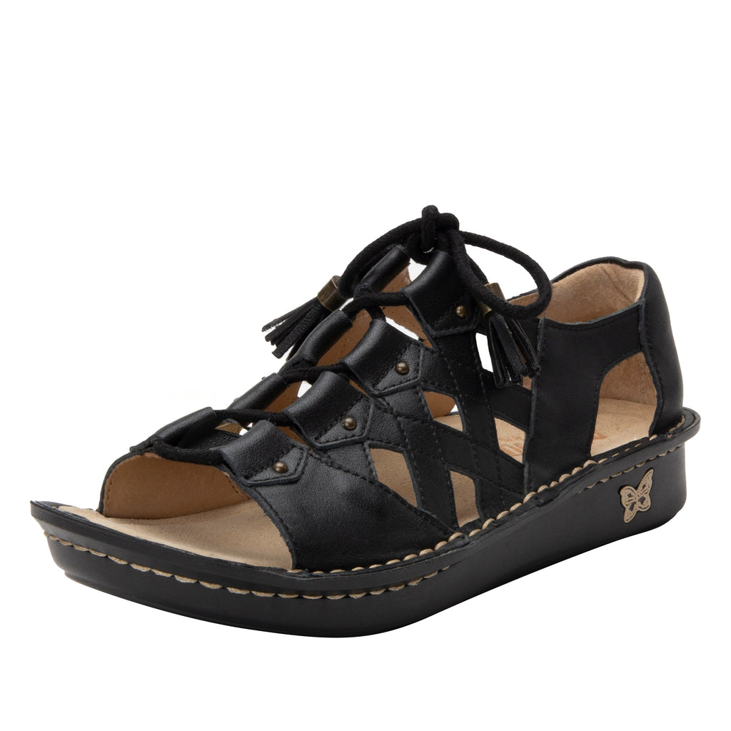 Valerie Black Burnish Sandal | Alegria Shoes