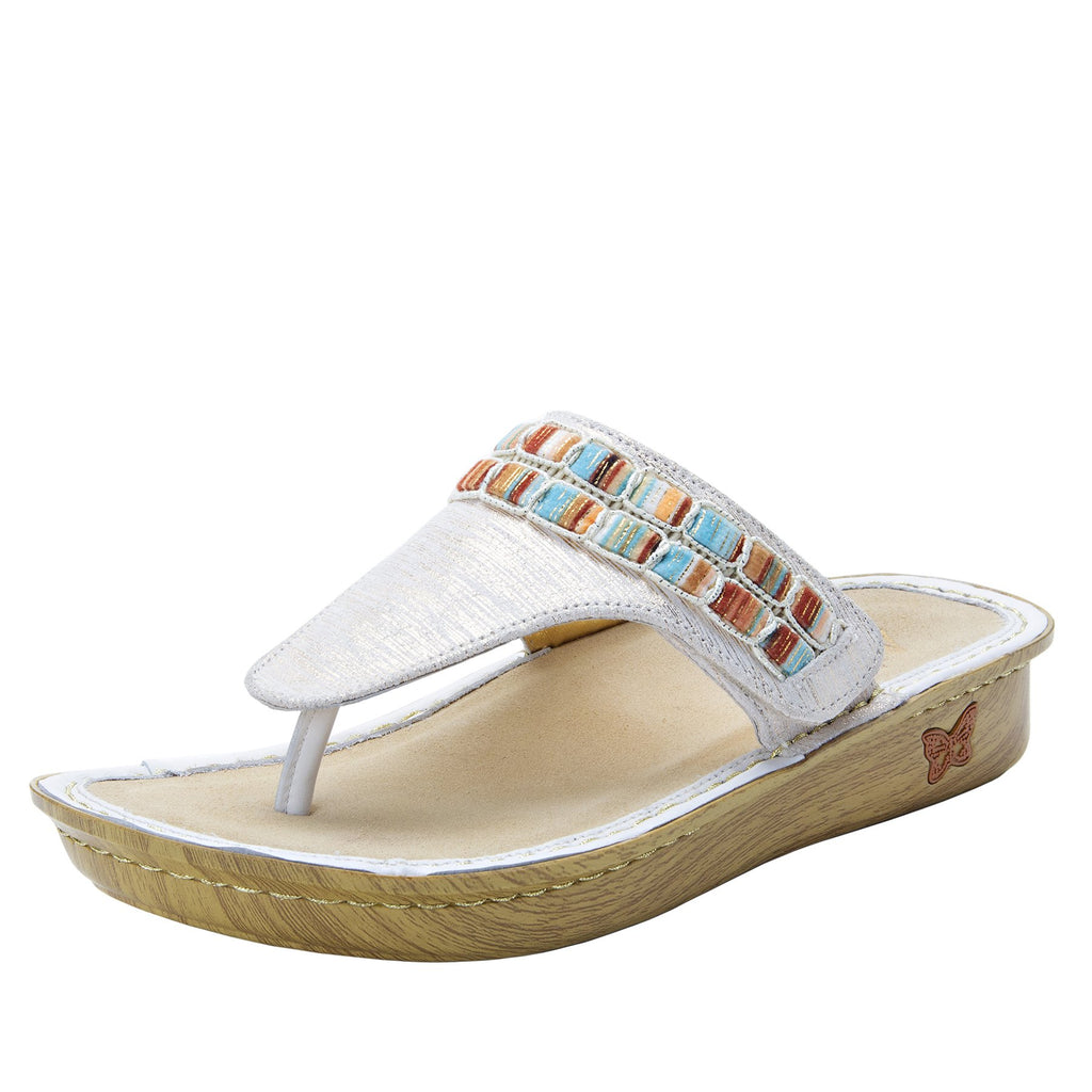 Vanessa Soiree Gold flip-flop style sandal with adjustable strap on the mini outsole - VAN-261_S1 