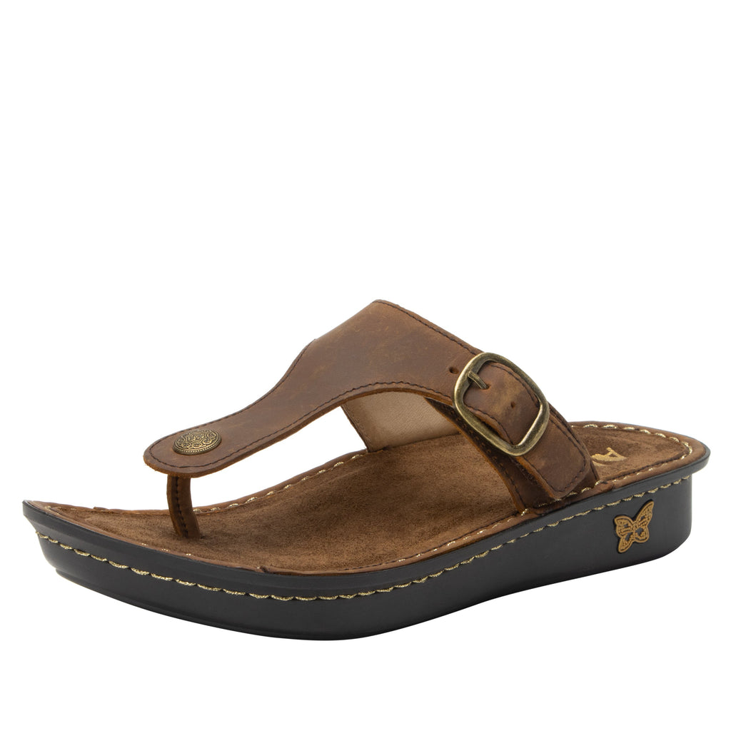 Vella Oiled Brown flip-flop sandal on a mini outsole - VEL-7412_S1