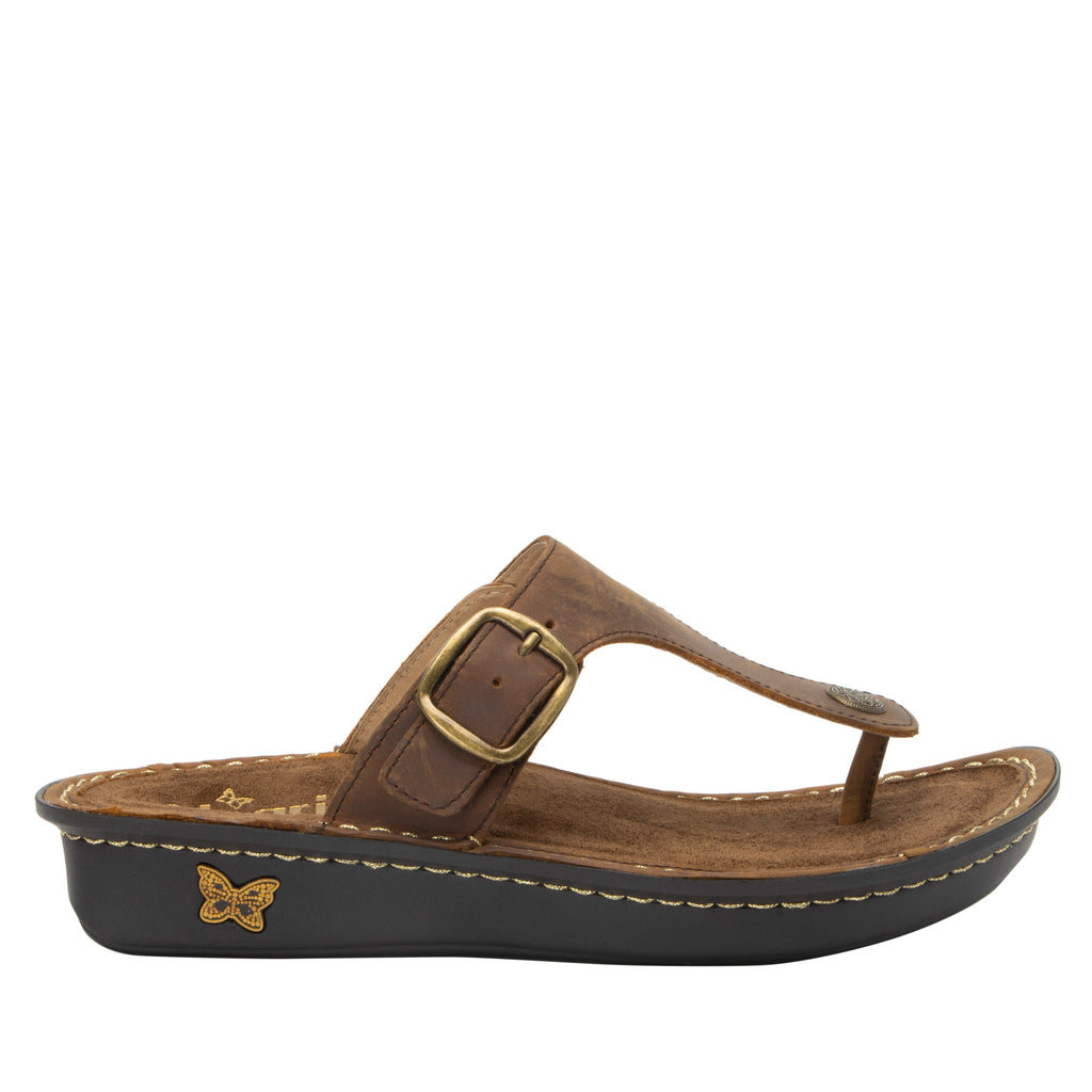 Vella Oiled Brown flip-flop sandal on a mini outsole - VEL-7412_S3
