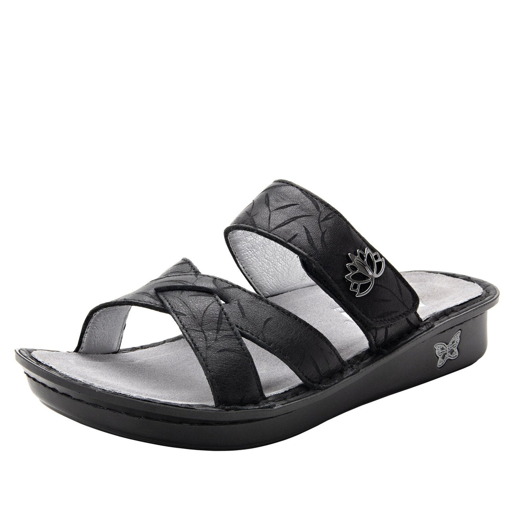 Victoriah Lotus with crisscross detail and adjustable strap slide on sandal on mini outsole - VIC-504_S1