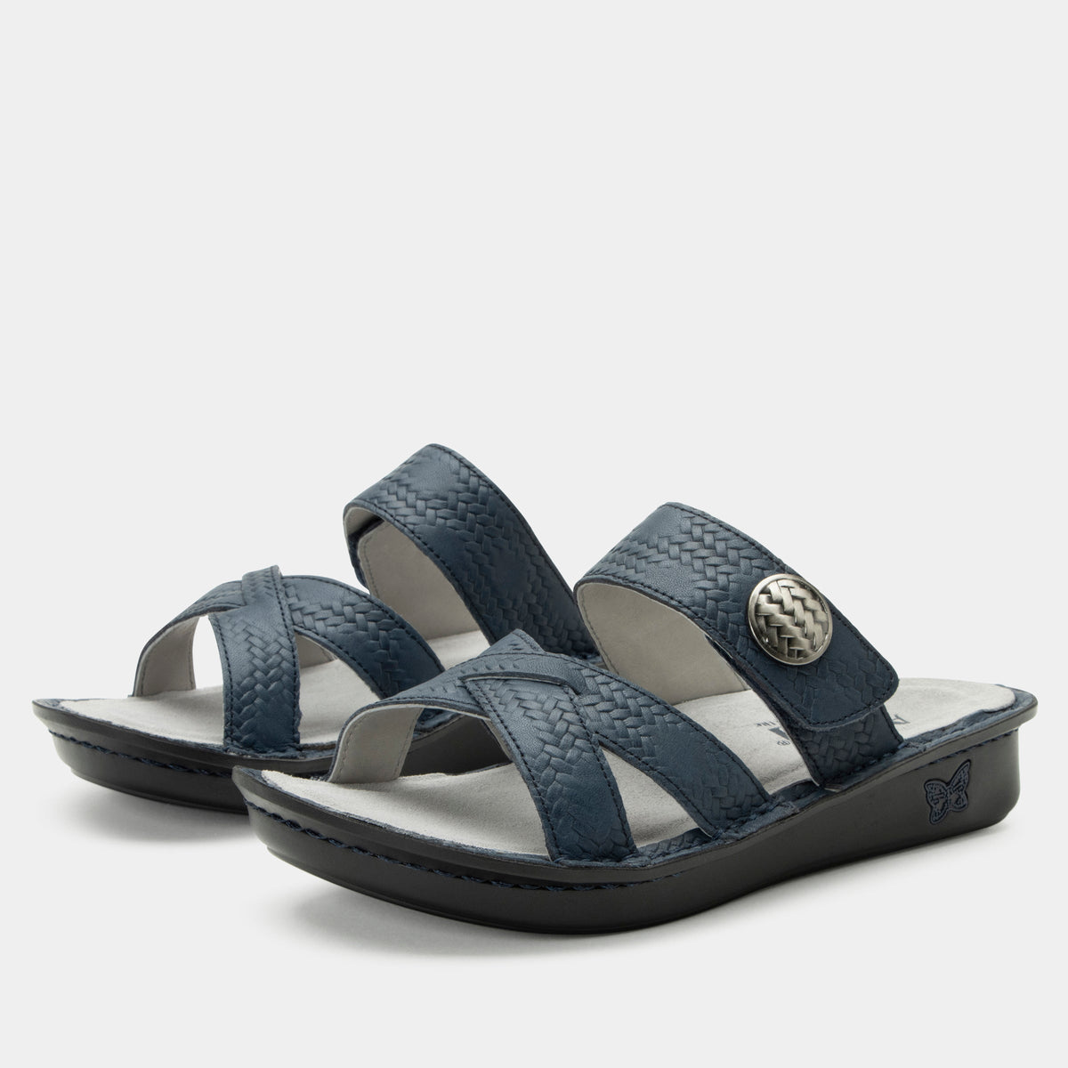 Victoriah Basketry Navy Sandal | Alegria Shoes