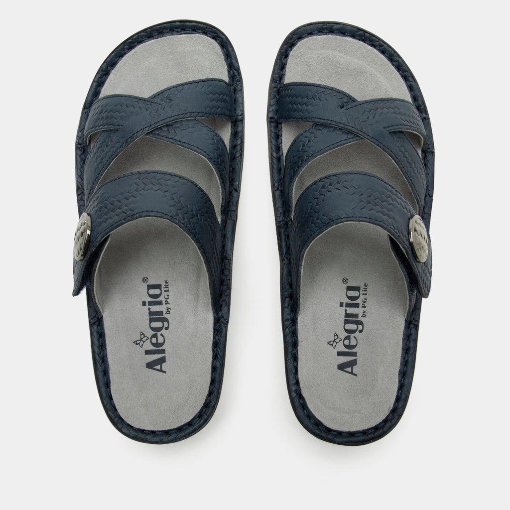 Victoriah Basketry Navy Sandal | Alegria Shoes