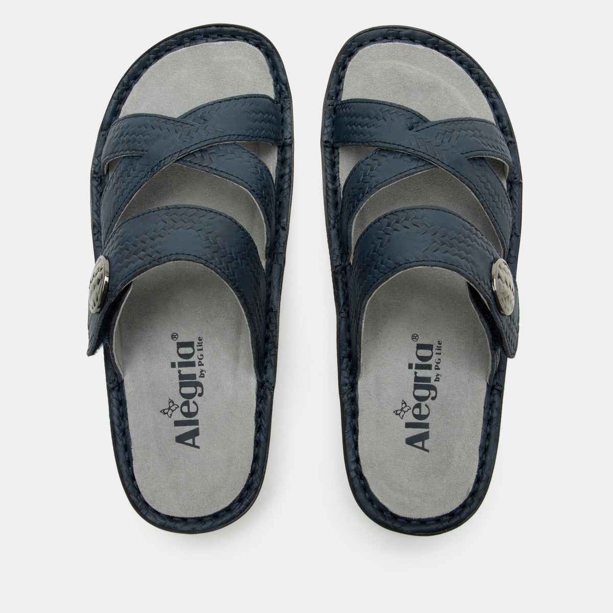 Victoriah Basketry Navy Sandal | Alegria Shoes