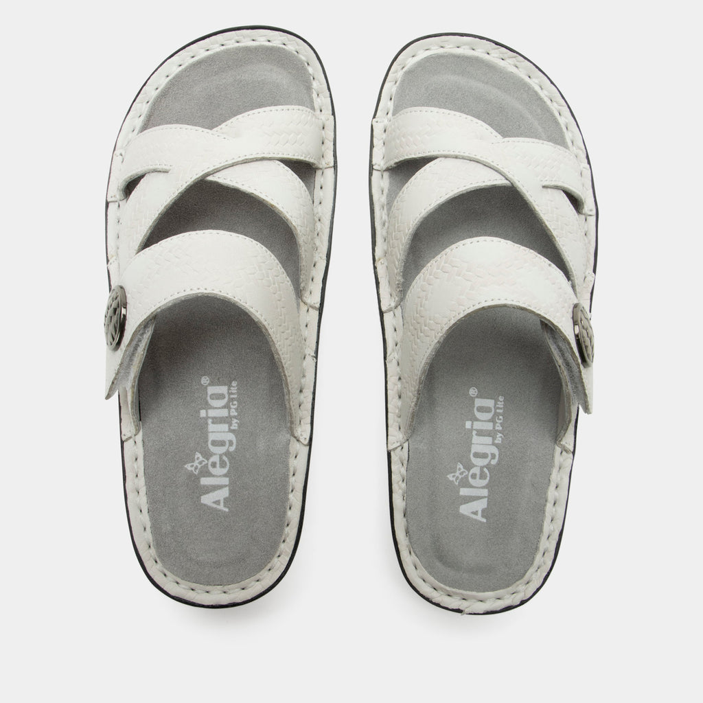 Victoriah Basketry White Sandal | Alegria Shoes