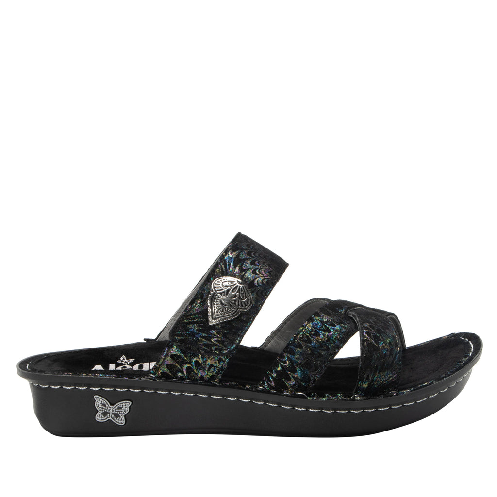 Victoriah Lustrous with crisscross detail and adjustable strap slide on sandal on mini outsole - VIC-7416_S3