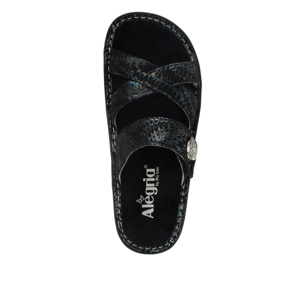 Victoriah Lustrous with crisscross detail and adjustable strap slide on sandal on mini outsole - VIC-7416_S5
