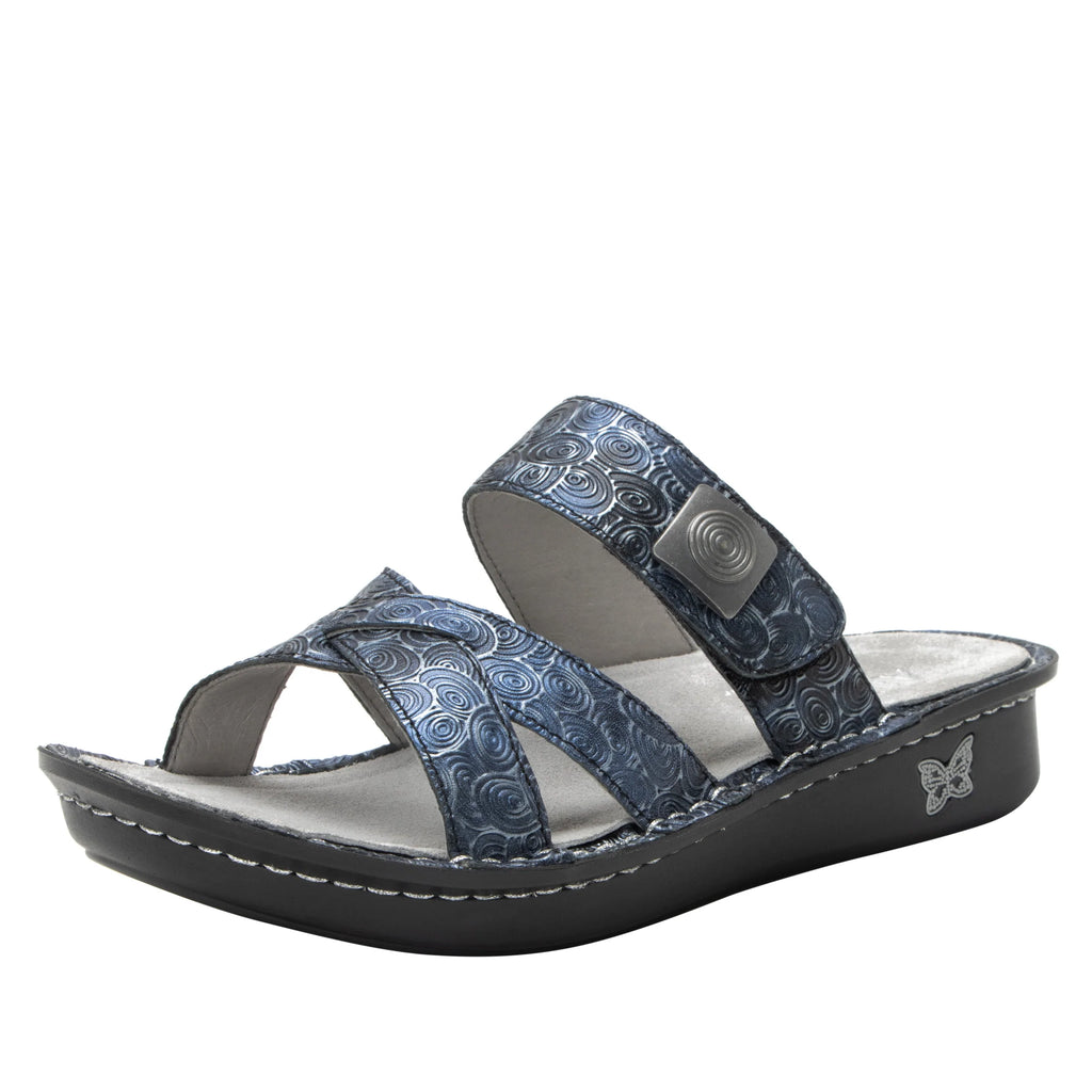 Victoriah Spherical with crisscross detail and adjustable strap slide on sandal on mini outsole - VIC-7417_S1