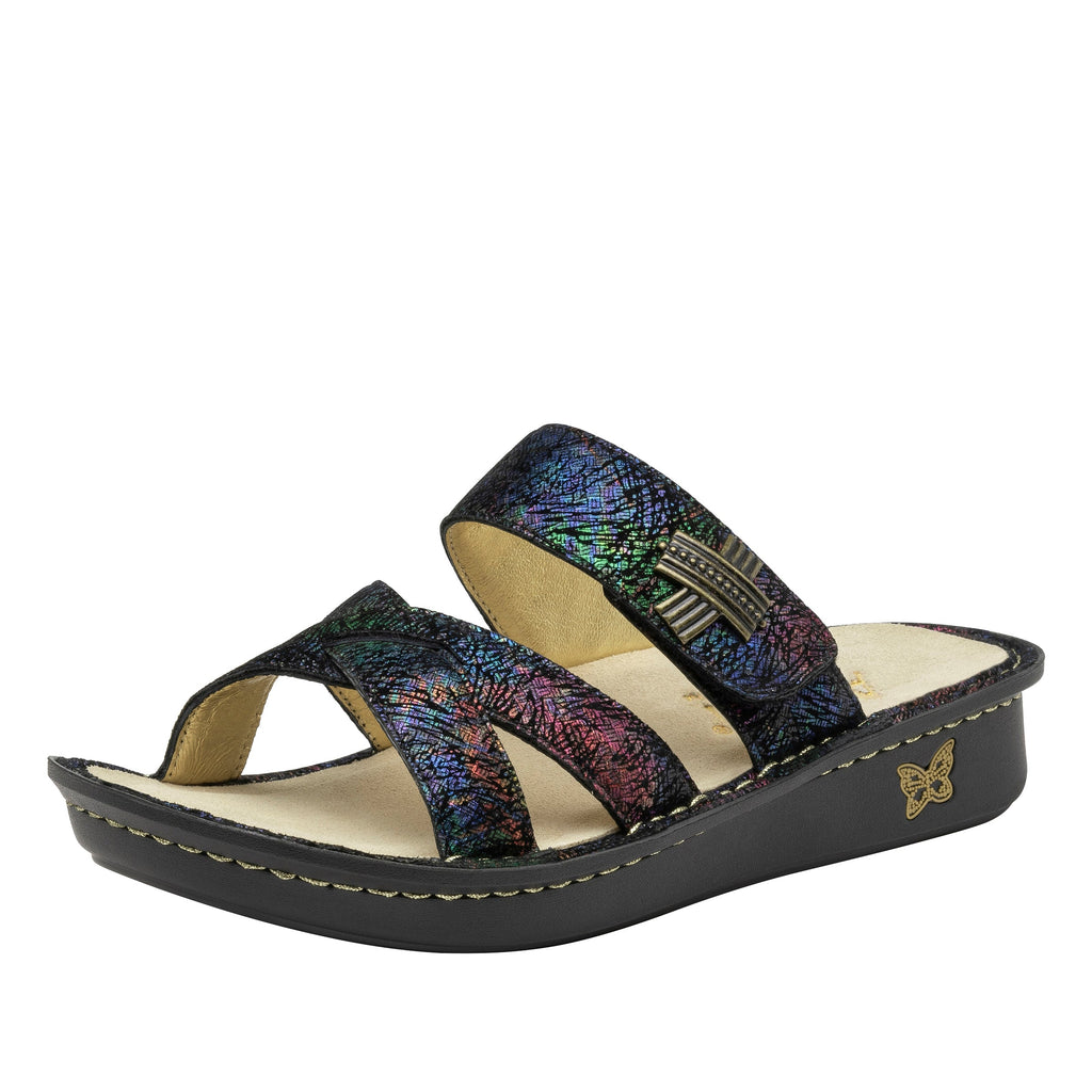 Victoriah Dynomite with crisscross detail and adjustable strap slide on sandal on mini outsole - VIC-7522_S1