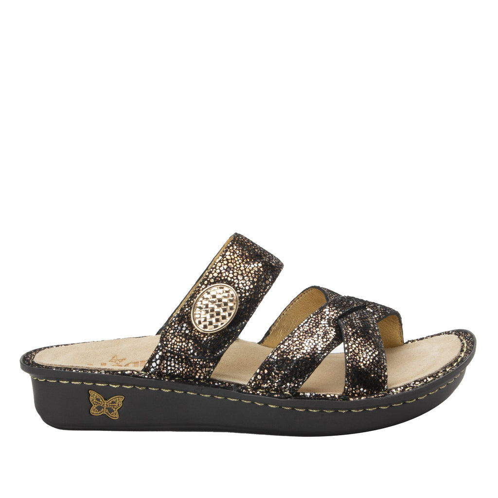 Victoriah Exotic with crisscross detail and adjustable strap slide on sandal on mini outsole - VIC-7756_S2