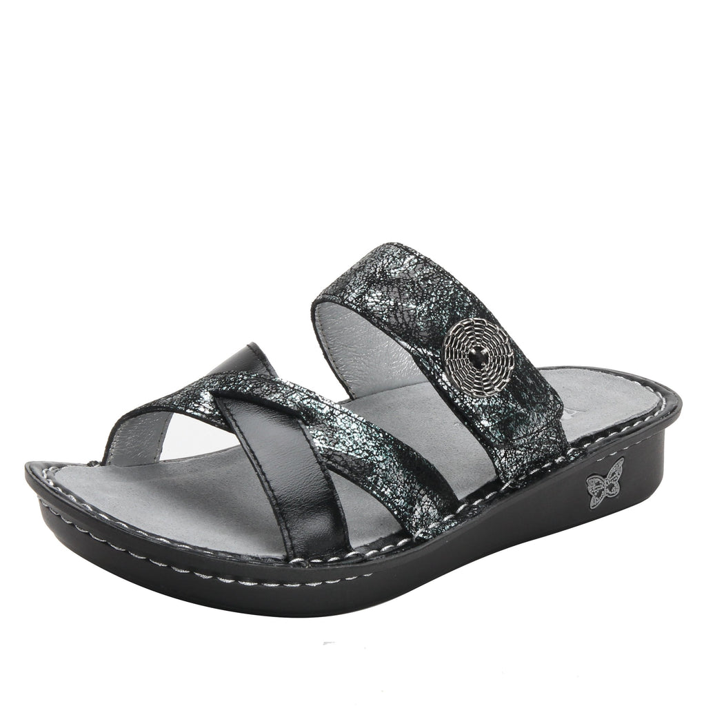 Victoriah Pretty Patina with crisscross detail and adjustable strap slide on sandal on mini outsole - VIC-887_S1 (1940737294390)
