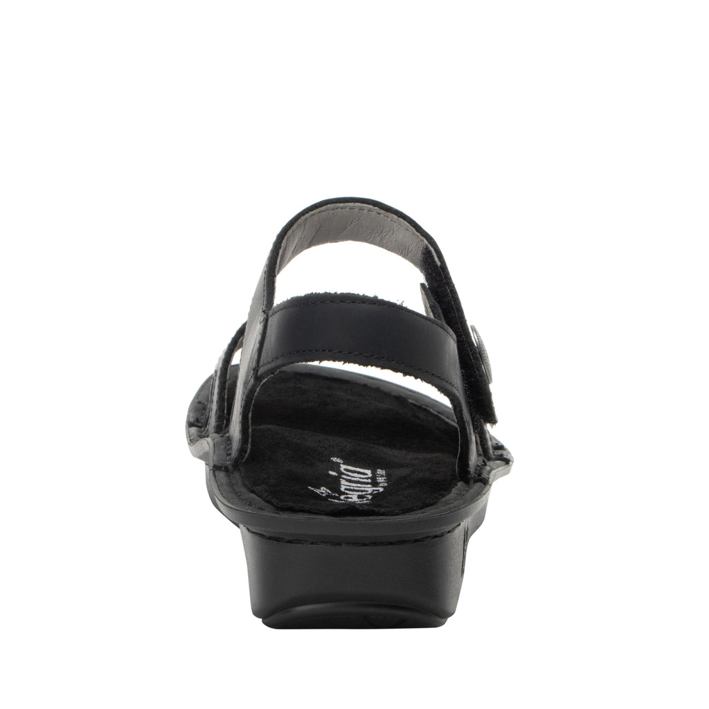 Vienna Oiled Black Sandal with two adjustable hook and loop strap closures and ankle strap - VIE-7414_S4