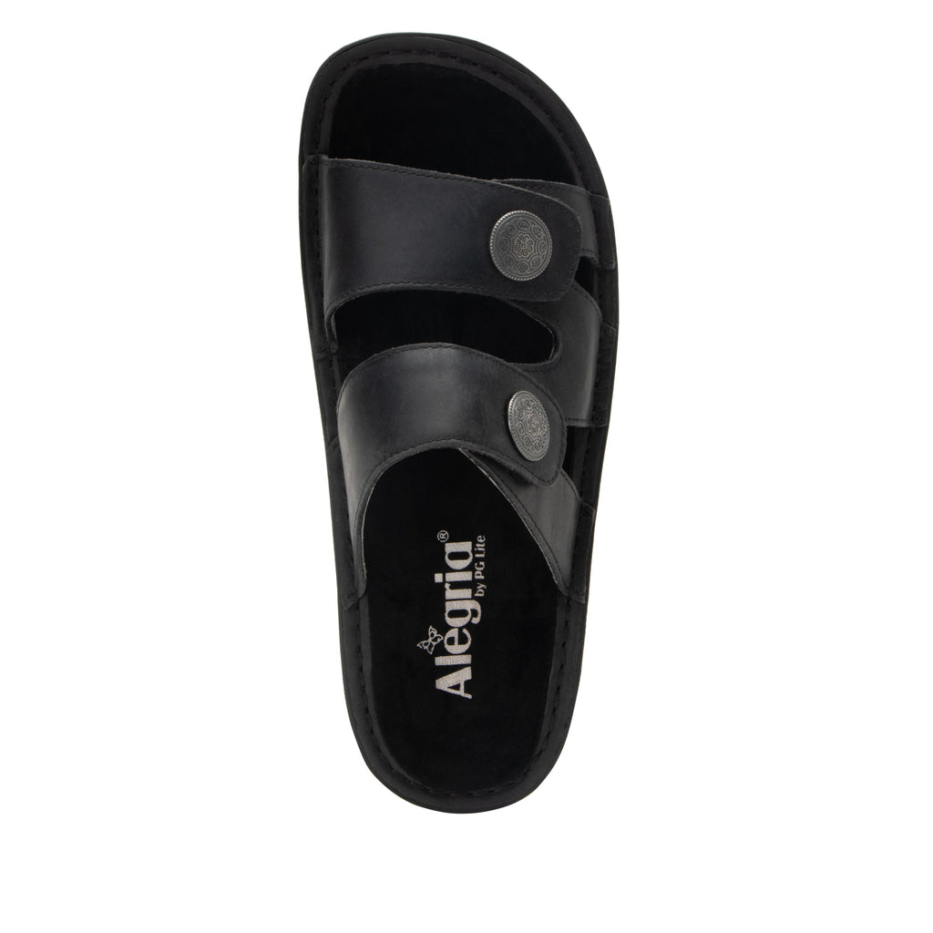 Violette Oiled Black slide sandal with cutout design on mini outsole - VIO-7414_S5